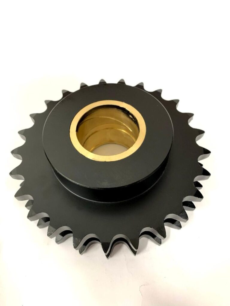 Roda dentada Martin com bucha de bronze para giro livre no eixo - aplicacao de retorno e esticamento