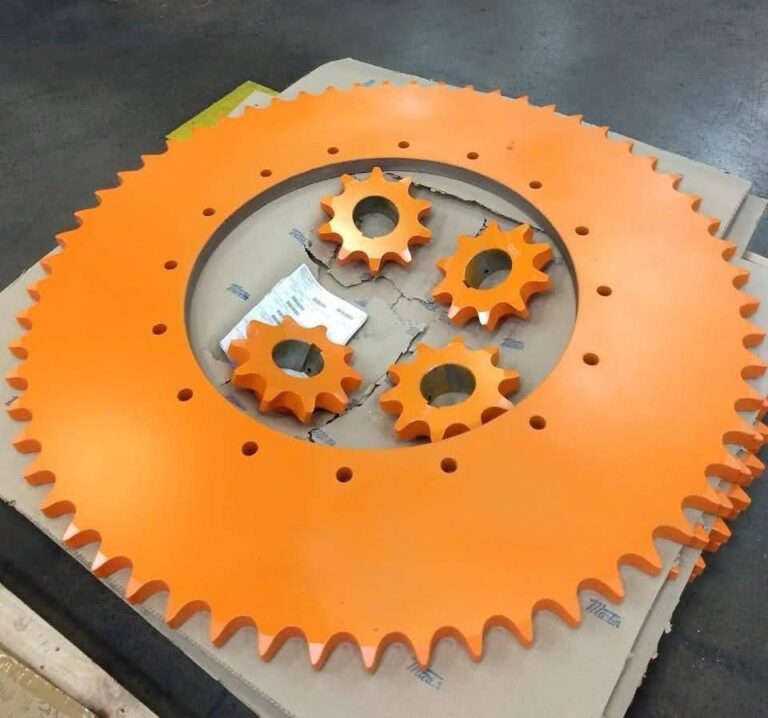 Rodas dentadas de placa especiais MTO Martin com pintura personalizada laranja conforme desenho