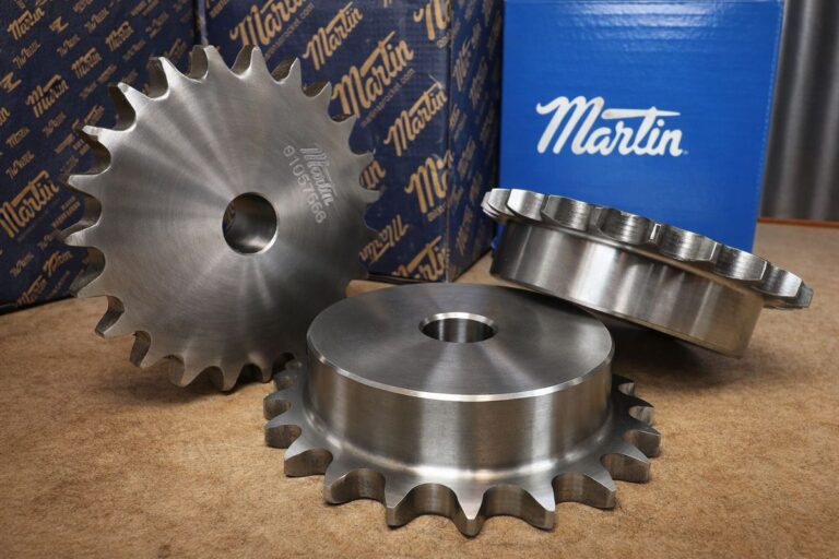 Roda dentada em aço inox Martin, também chamada de engrenagem de inox, na embalagem original — Mippei distribuidor autorizado