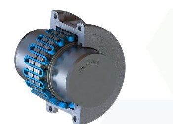 Acoplamento de grade flexivel Blue-Flex Martin com grade metalica azul tipo Falk Steelflex - Mippei
