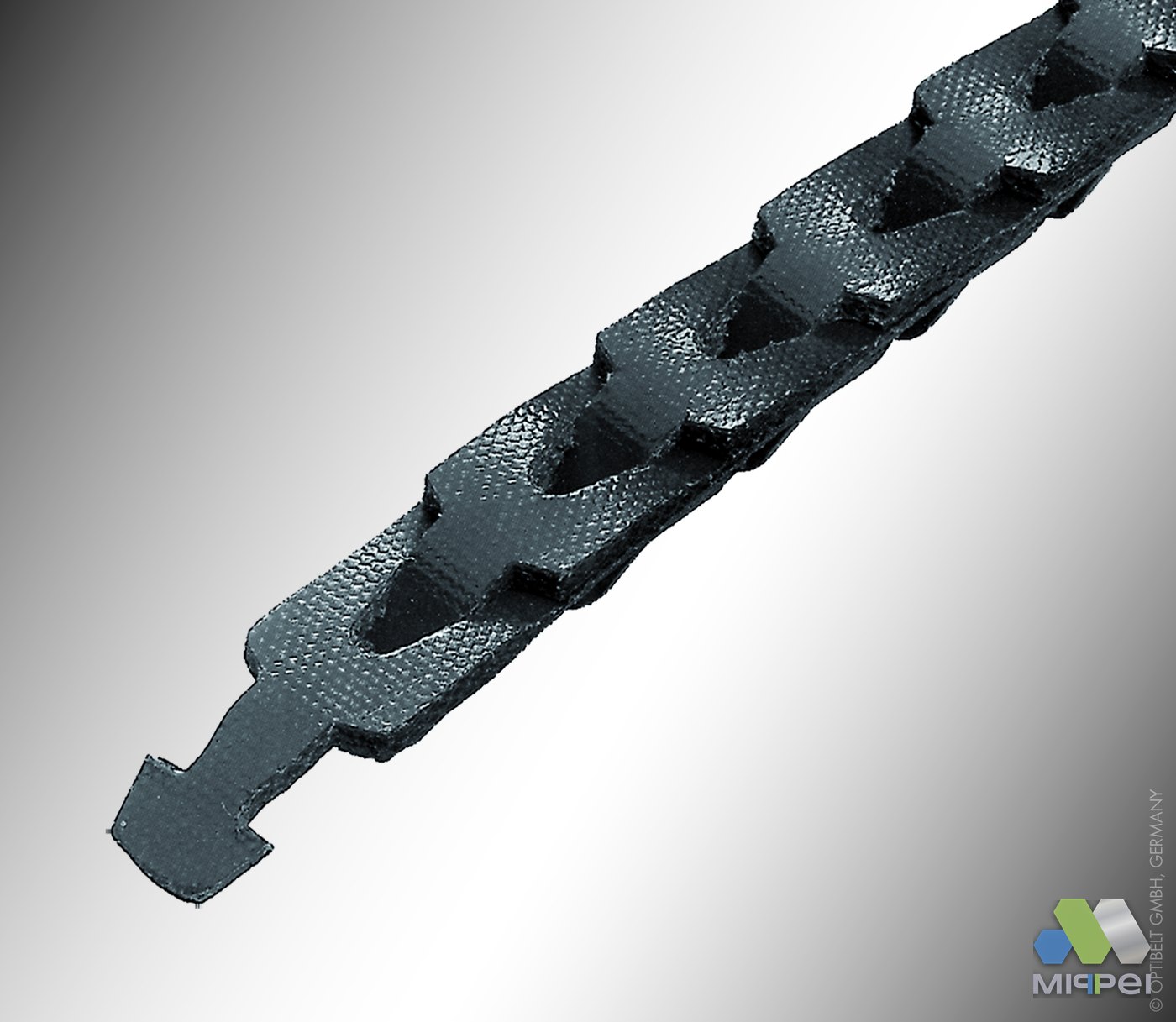 Detalhe do perfil da correia de elos Optibelt LB — Mippei distribuidora autorizada