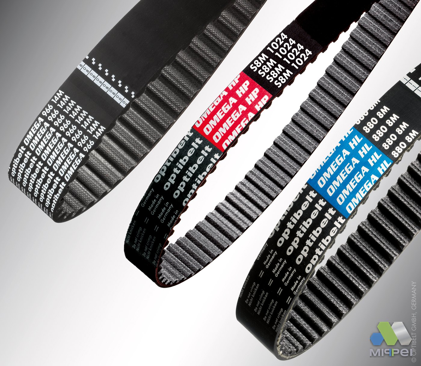 Correias dentadas sincronizadoras Optibelt da linha OMEGA em diferentes perfis — Mippei