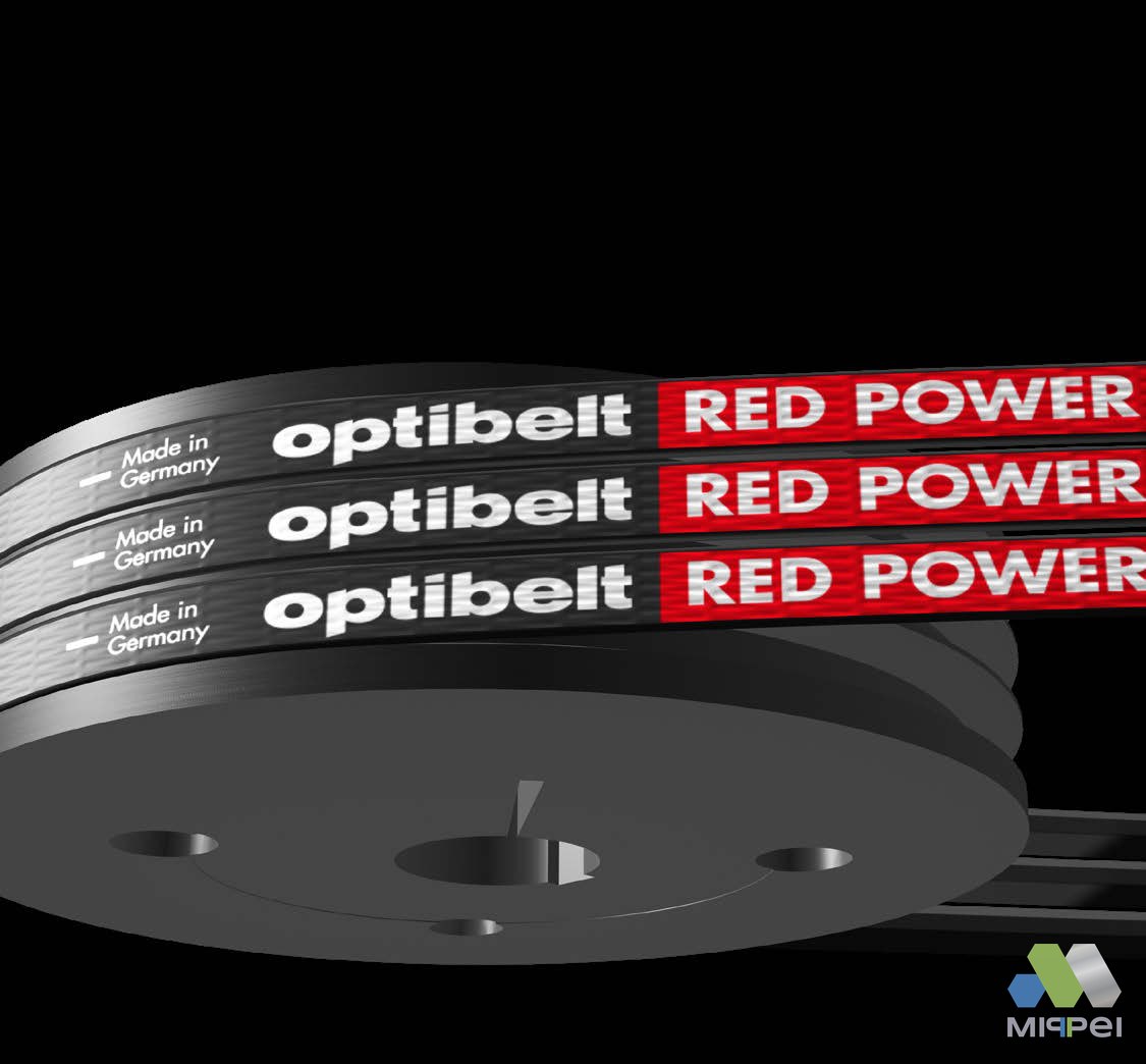 Jogo de três correias Optibelt RED POWER 3 em polia multicanal — Mippei