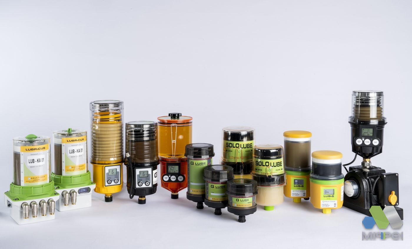 A linha Grützner completa — monoponto e multiponto Família de lubrificadores automáticos Grützner, do monoponto aos sistemas multiponto
