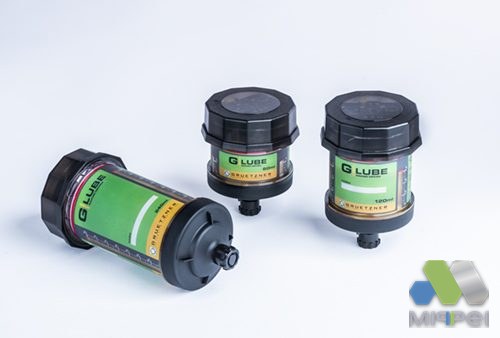 G-LUBE monoponto — dois modelos Dois modelos de lubrificador automático monoponto G-LUBE Grützner