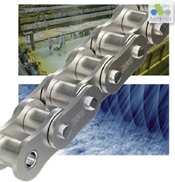 Corrente Super Inox Tsubaki em aço inoxidável para alimentos e ambientes corrosivos